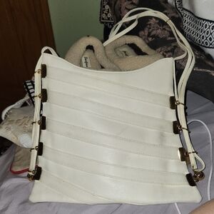 Vintage White And Brass Shoulder Bag
